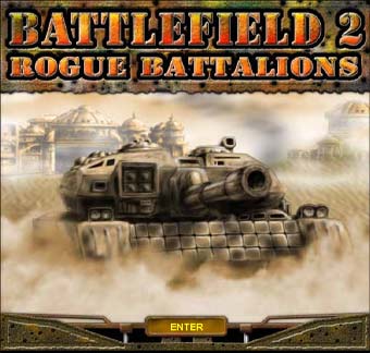 Battlefield 2: Rogue Battalions, a painted tank in a dust storm